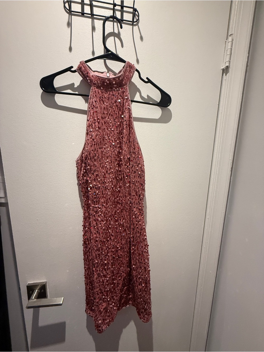Pink Sequin Halter Mini Dress | Party Cocktail Homecoming | Size S
